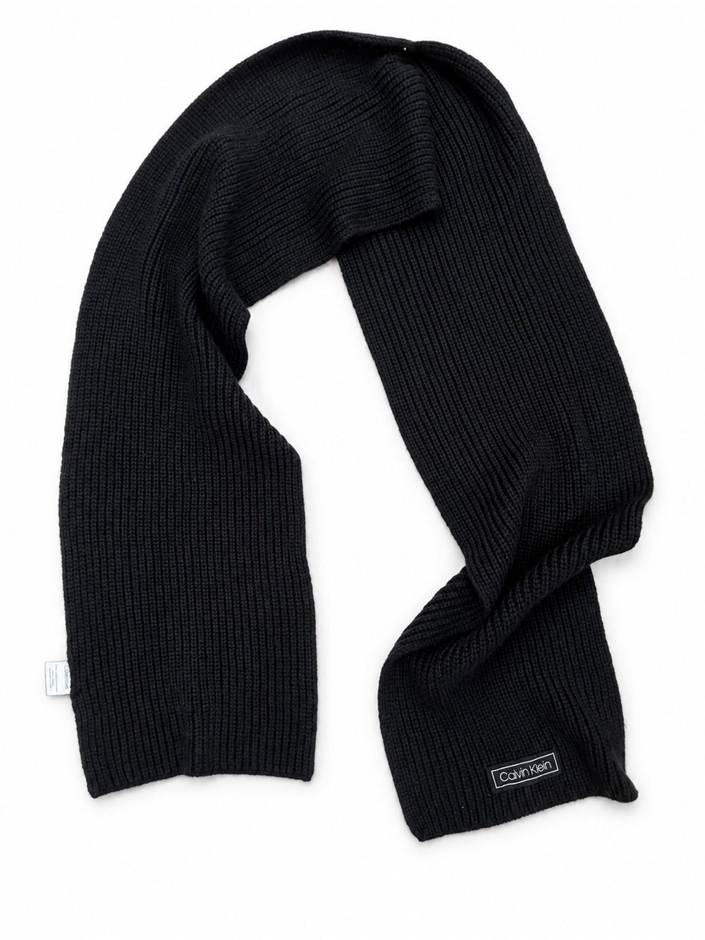 Calvin Klein Black Ribbed Knit Beanie & Scarf duo with Logo Patch - Picture 8 of 8